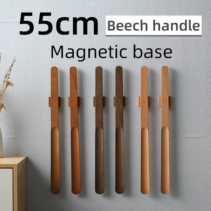 55CM Wooden Long Handle Magnetic Shoehorn Long Shoe Spoon Horn for Shoes Wear Shoe Easier Support for Customized Logo